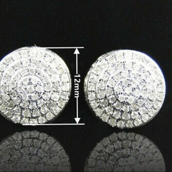 New Sterling silver diamond stud earrings - Picture 3 of 5